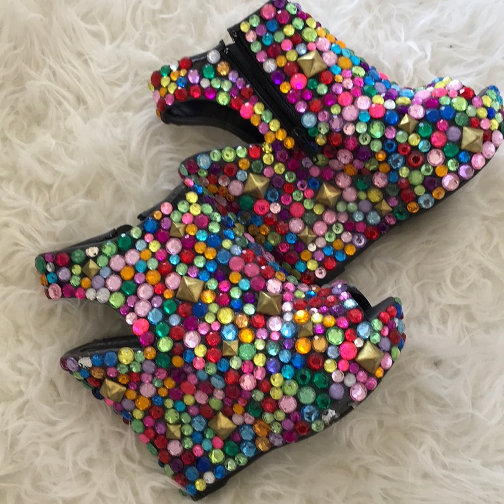 Rhinestone wedge heel